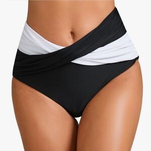 Women's Black and White Swim Bottom